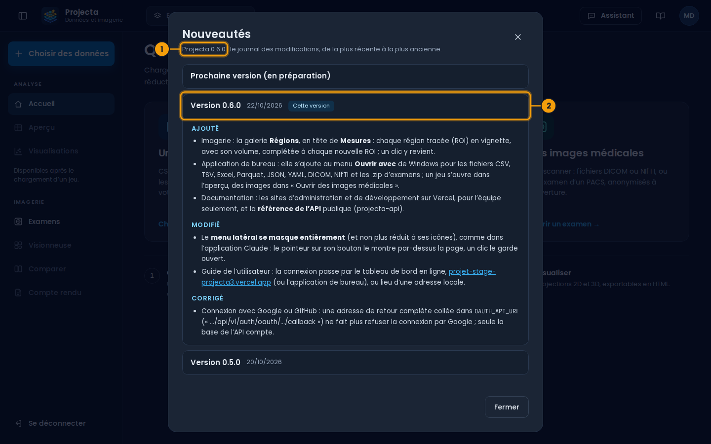 Compte › Nouveautés dans le tableau de bord