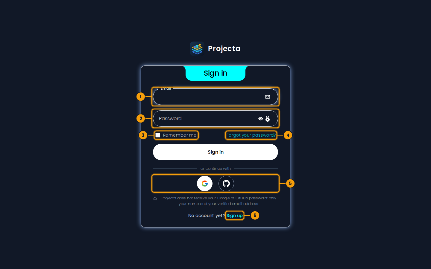 The sign-in page